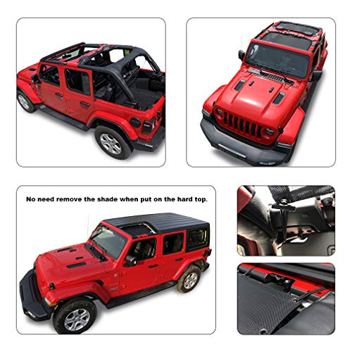 Shadeidea Sun Shade Top for Jeep Wrangler JL Unlimited (2018-2023) 4 Door Front and Rear 2 piece-Yellow Mesh Screen Sunshade JLU Top Cover UV Blocker with Grab Bag- 10 Year Warranty - Image 3