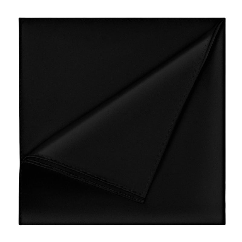 GB Selected Satin Pocket Square for Men, Vegan Silk Suit Handkerchief - Black - Image 1