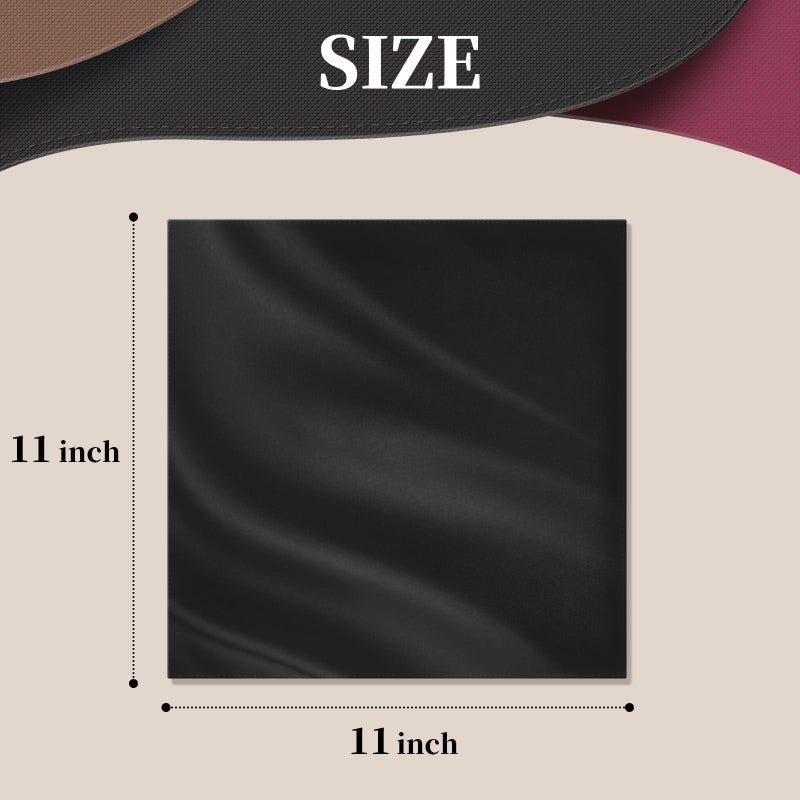GB Selected Satin Pocket Square for Men, Vegan Silk Suit Handkerchief - Black - Image 3