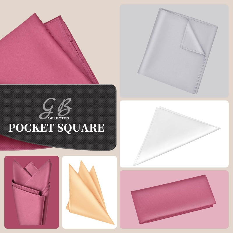 GB Selected Satin Pocket Square for Men, Vegan Silk Suit Handkerchief - Black - Image 5