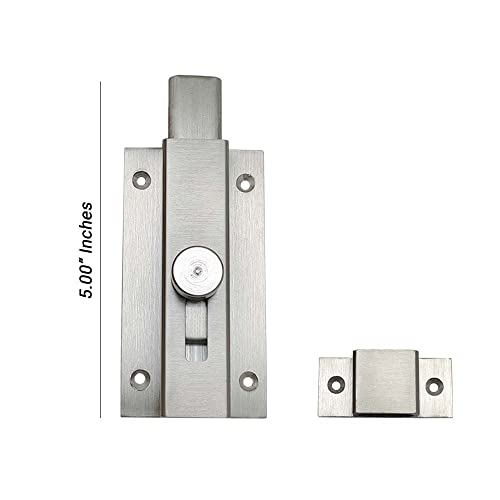 Volo 5 inch Heavy Duty Door Security Latch Lock Tower Bolt for, Baby Latch, Home, Bathroom, Kitchen,Office .(Color :Silver) (Pack of 2 Pcs.) - Image 2