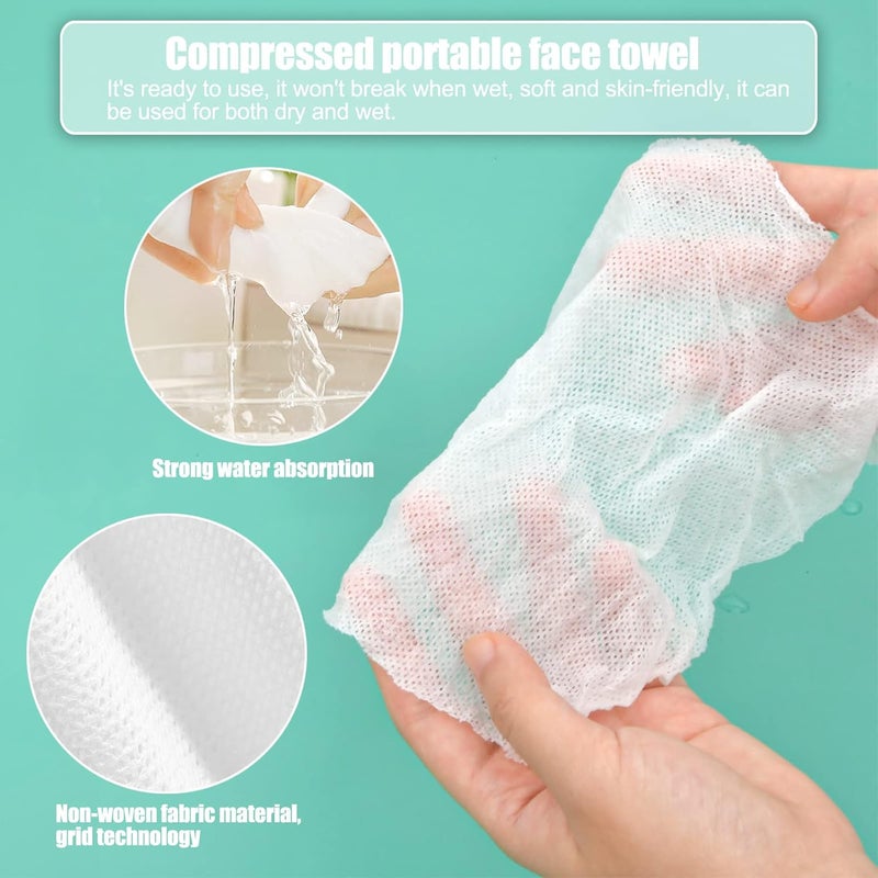 Fodlon Flexible varied design 100pcs Compressed Towels, 20cm Coin Face Tissue, Disposable Face Cloths Compressed, Cotton Magic Towel Compressed Tissue,Expandable Mini Face Towel for Travel/Beauty/Salon/Outdoor Sports (White) Global flexible assemble picks - Image 3