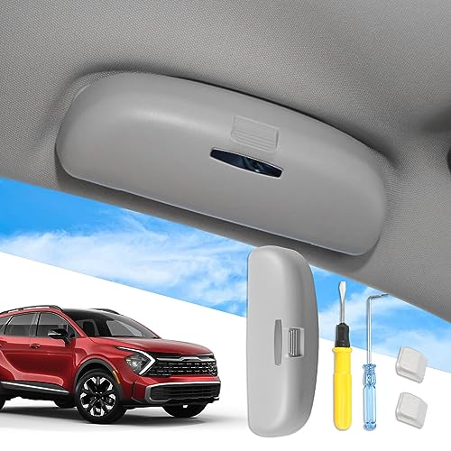SXCY Fit for 2023 2024 2025 Kia Sportage NQ5 Accessories Glasses Holder Box Custom Fit 2023 2024 2025 Kia Sportage NQ5 Sunglasses Case Holder for Sportage Grab Handle Storage Box Mat (Gray) - Image 1