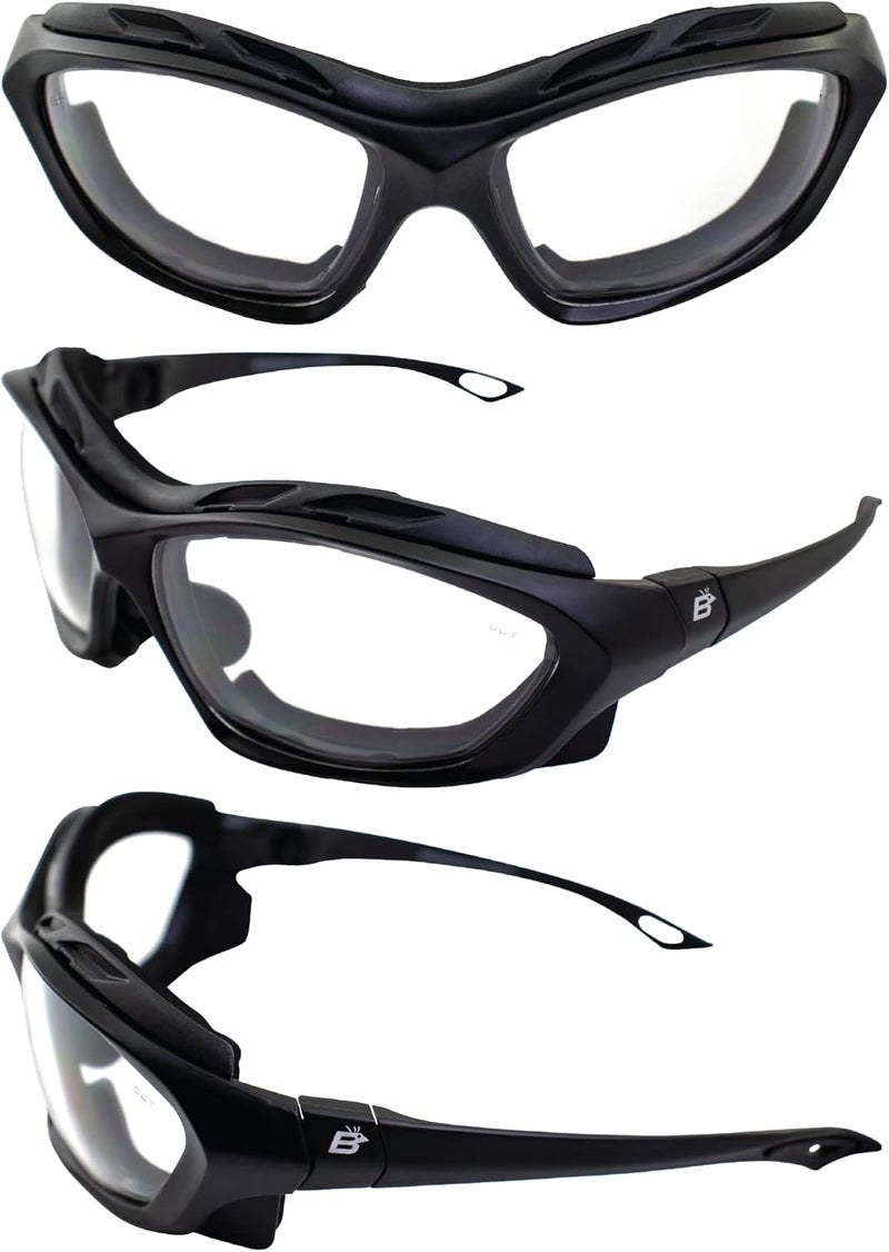 Birdz Eyewear Canopy Padded Motorcycle Sunglasses with Clear, Smoke & Yellow Lenses - Image 3