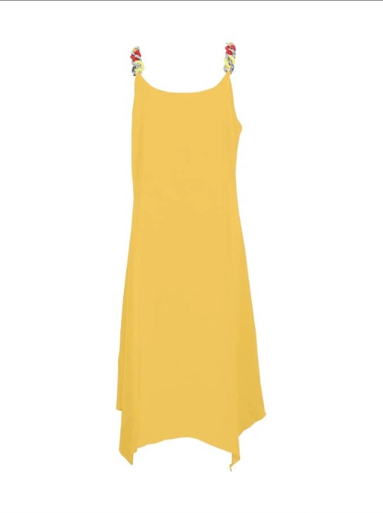 Plus Size TEMU Plus Size New 2024 Spring Summer Womens Tank Round Neck Solid Color Loose-Fit Casual Dress Casual Plus Size D... Yellow  - Image 1