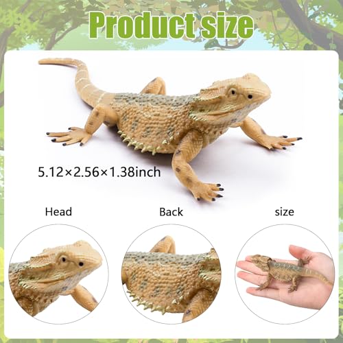 Lukinuo Bearded Dragon Animal Figurines Lizard Figurine Toys Lizard Animals Figures Plastic Lizard Model for Cake Decoration Educational Toys Gecko Animal Trick Reptile Prank Props - Image 5