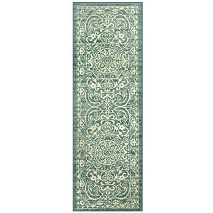 Maples Rugs Pelham Transitional Runner Rug Made in USA Washable, Non Slip, Indoor Carpet for Hallway, Kitchen, and Laundry Room, 2' x 6', Light Spa - Image 4
