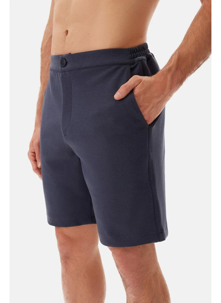 dagi Navy Blue Pocket Lace-Up Shorts