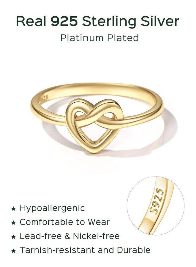 ChicSilver Promise Ring Gold Plated Heart Rings Minimalist Love Knot Rings for Womens Rings Size 7 - Image 5