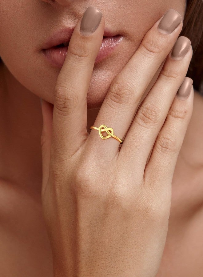 ChicSilver Promise Ring Gold Plated Heart Rings Minimalist Love Knot Rings for Womens Rings Size 7 - Image 2