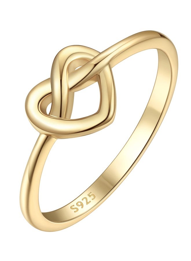 ChicSilver Promise Ring Gold Plated Heart Rings Minimalist Love Knot Rings for Womens Rings Size 7 - Image 1