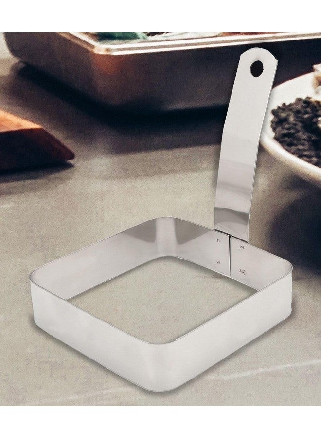 Dynore Stainless Steel Square Egg/Pancake Ring with Handle 10x10x13 cm - Image 3