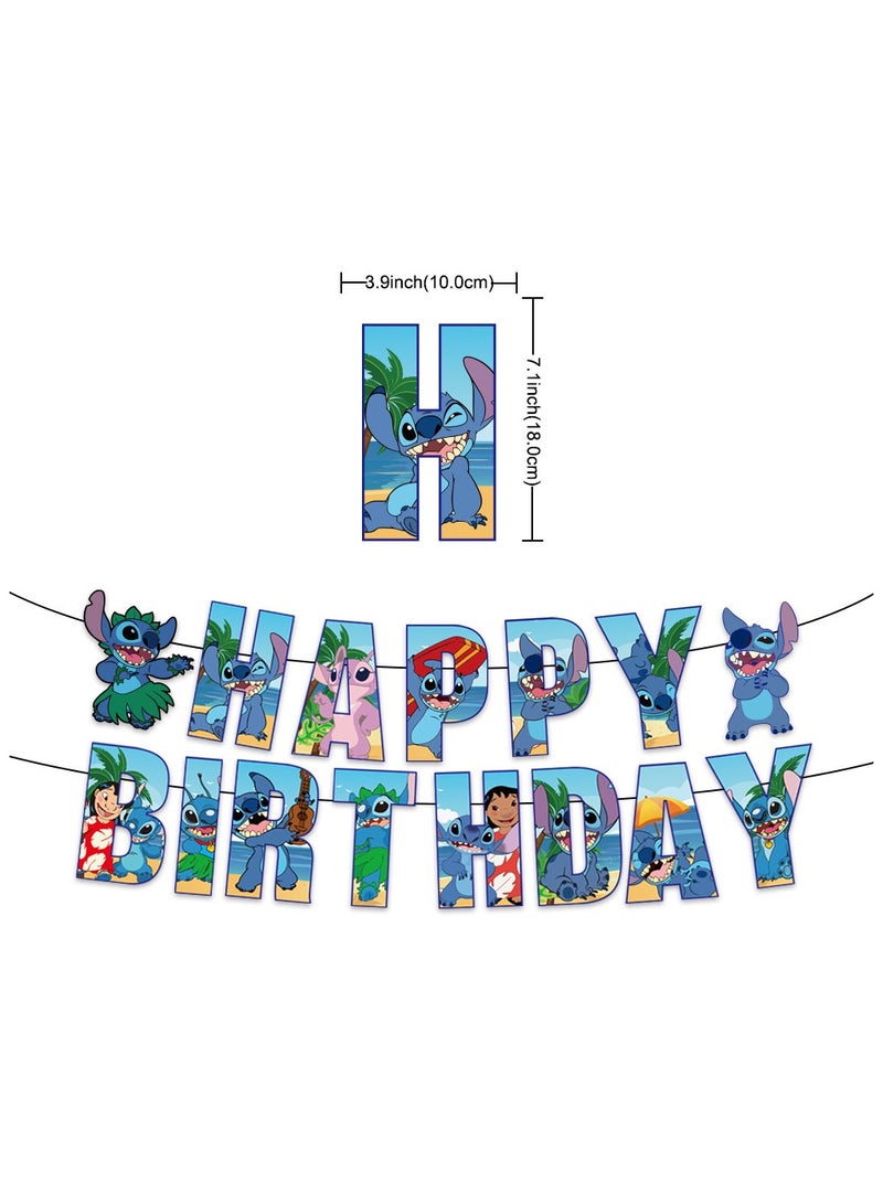 Party Star Baby Themed Birthday Party Stitch Party Decoration Balloon Banner Banner Cake Insert Set - Image 5