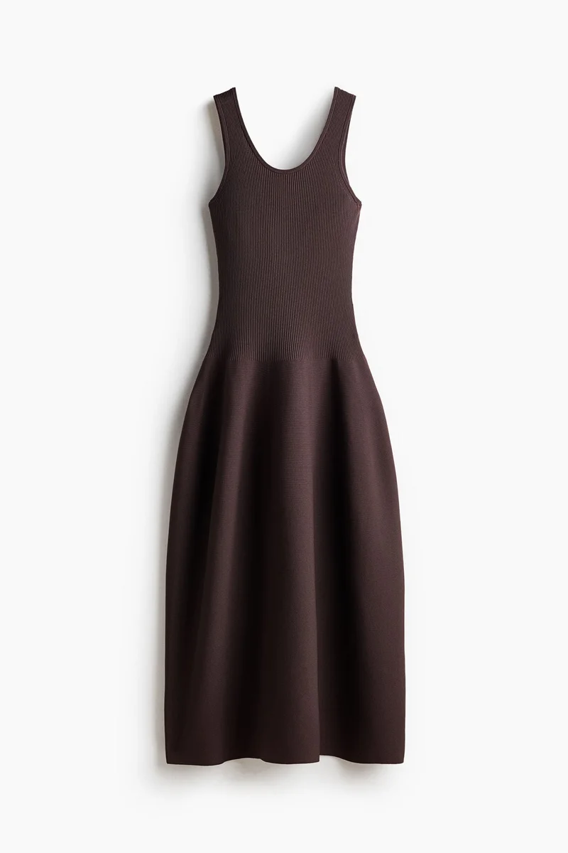 Rib-knit tulip-skirt dress