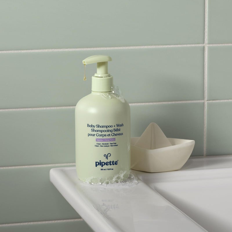 Pipette Baby Shampoo and Body Wash - Fragrance Free, Tear-Free Bath Time, Hypoallergenic, Moisturizing Plant-Derived Squalane, New Formula, 11.8 fl oz - Image 2