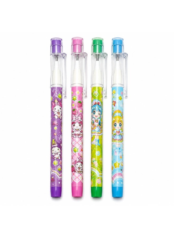 Pretty Pen Pencil Set with Cap – 0.7mm HB Lead Pens, Cute Printed Design, Smooth Writing Drafting Pencil for Office, School, Drawing & Sketching
