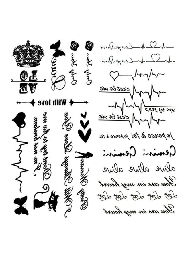 2-Piece Temporary Tattoo Stickers Black - Image 2