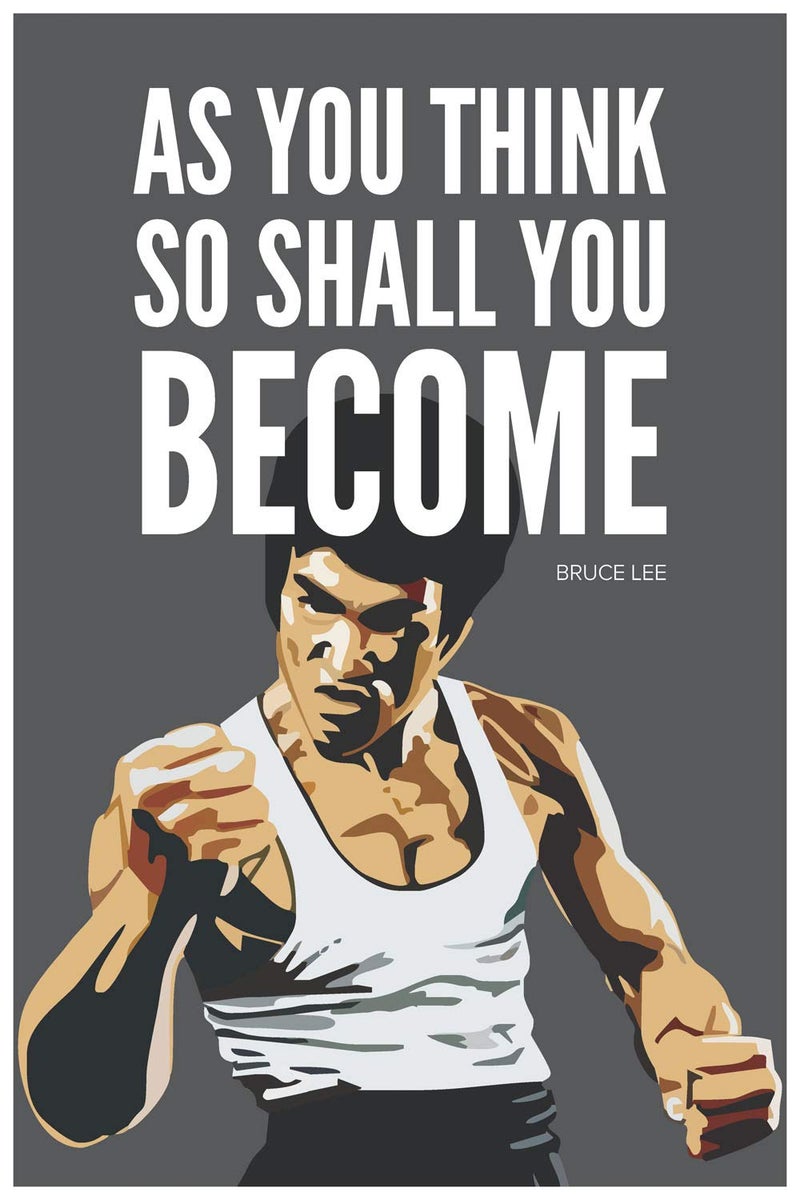 Inephos Inephos Bruce Lee As You Think Quote Poster Art Grey 300 GSM Paper 12 x 18 inch