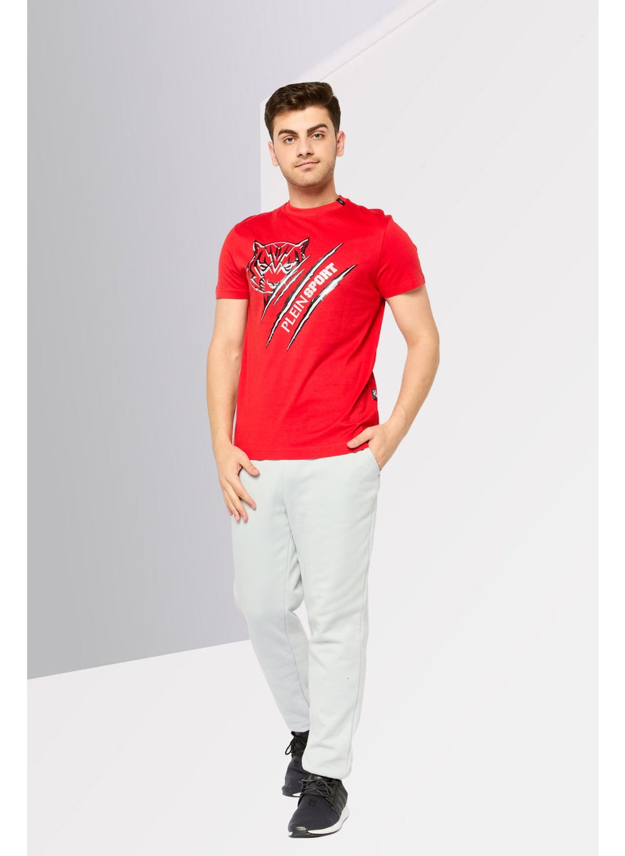 Plein Sport - Men Sportswear Fit Short Sleeve Outdoor T-Shirt, Red - Image 1