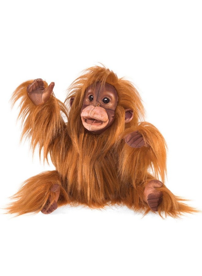 Folkmanis Baby Orangutan Hand Puppet, Orange-Brown - Image 1