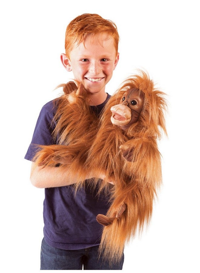 Folkmanis Baby Orangutan Hand Puppet, Orange-Brown - Image 2