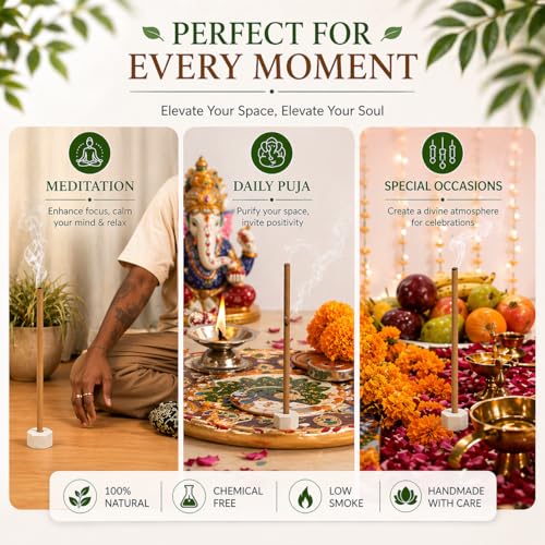 Devalaya Arabian Mogra Dhoop Sticks (120 Sticks, Pack of 12) | Bamboo-Less Incense Sticks for Pooja | 100% Charcoal-Free | Toxin Free | 3-Inch Length with Ceramic Strand | Premium Dhoop Batti - Image 4
