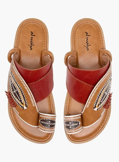 Al Waha Men Embroidered Slip-On Arabic Sandals with Toe Loop Ramadan Collection