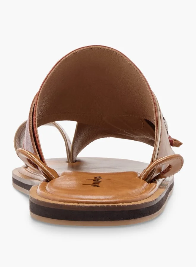 Al Waha Men Embroidered Slip-On Arabic Sandals with Toe Loop Ramadan Collection