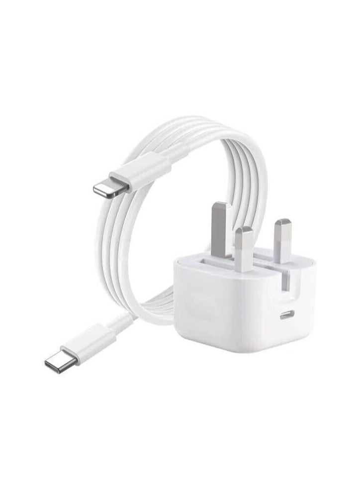 PD 20W USB C Fast Charger Plug and USB C Fast Charge Cable 1M [Apple MFi