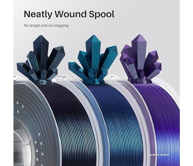 Protomont TECHNOLOGIES خيوط ELEGOO PLA+ 1.75 مم 1 كجم، خيوط طابعة ثلاثية الأبعاد PLA Plus، دقة أبعاد +/- 0.02 مم، قوية وعالية القوة، مناسبة لمعظم طابعات FDM (1 كجم/بكرة، 2.2 رطل) (أزرق طاووس مجرة)  - Image 3
