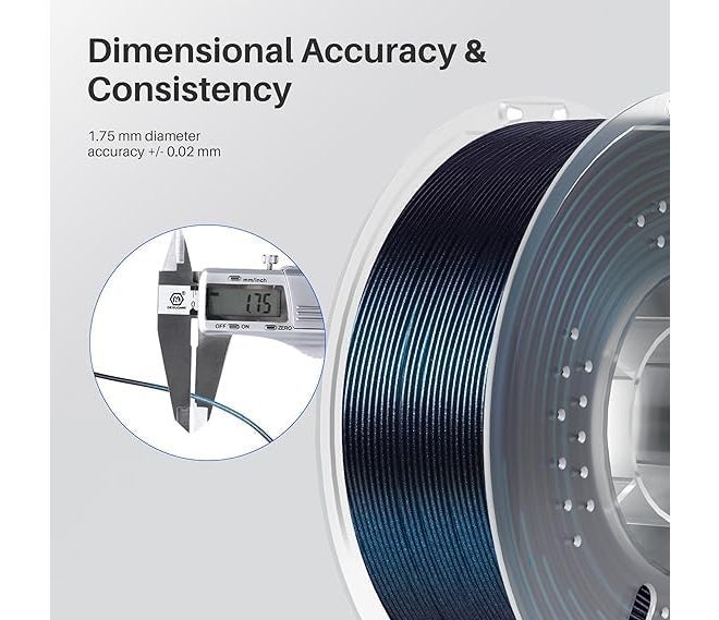 Protomont TECHNOLOGIES خيوط ELEGOO PLA+ 1.75 مم 1 كجم، خيوط طابعة ثلاثية الأبعاد PLA Plus، دقة أبعاد +/- 0.02 مم، قوية وعالية القوة، مناسبة لمعظم طابعات FDM (1 كجم/بكرة، 2.2 رطل) (أزرق طاووس مجرة)  - Image 4