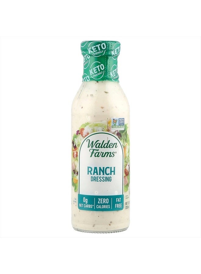 WALDEN FARMS Ranch Dressing - Calorie-Free, Gluten-Free, Low Carb, Keto-Friendly, Sugar-Free, Classic Ranch Flavor, (12 oz Bottle)
