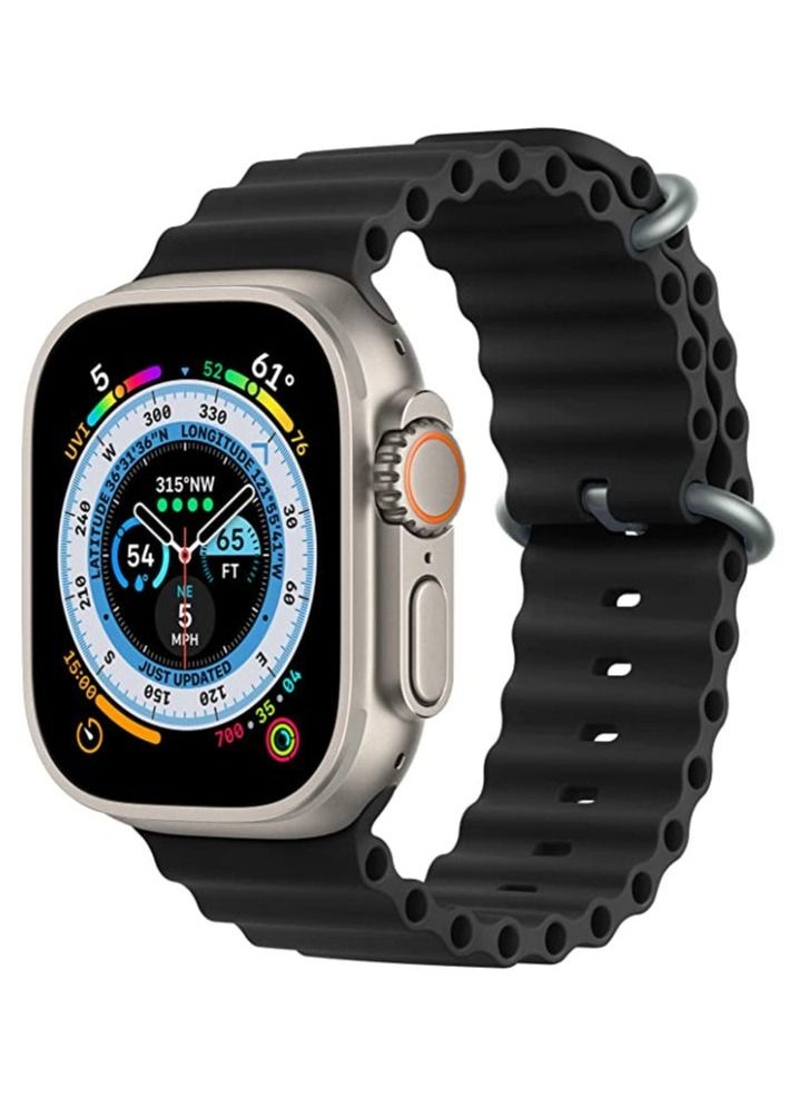 Generic - Ocean Watch Band Silicon Band for Apple Watch Ultra 1/2 49mm 46mm 45mm 44mm 42mm, Silicone Sport Strap Compatible with iwatch Series 10 9 8 7 6 5 4 3 2 1 SE - Image 1