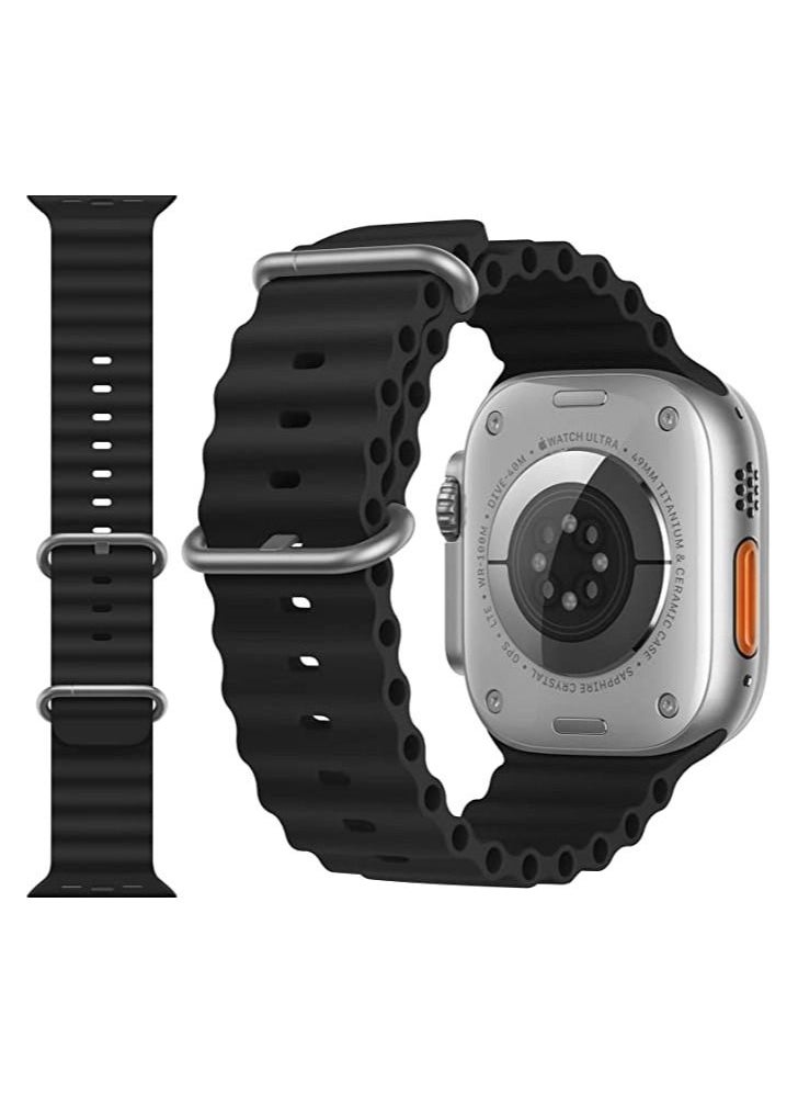 Generic - Ocean Watch Band Silicon Band for Apple Watch Ultra 1/2 49mm 46mm 45mm 44mm 42mm, Silicone Sport Strap Compatible with iwatch Series 10 9 8 7 6 5 4 3 2 1 SE - Image 1
