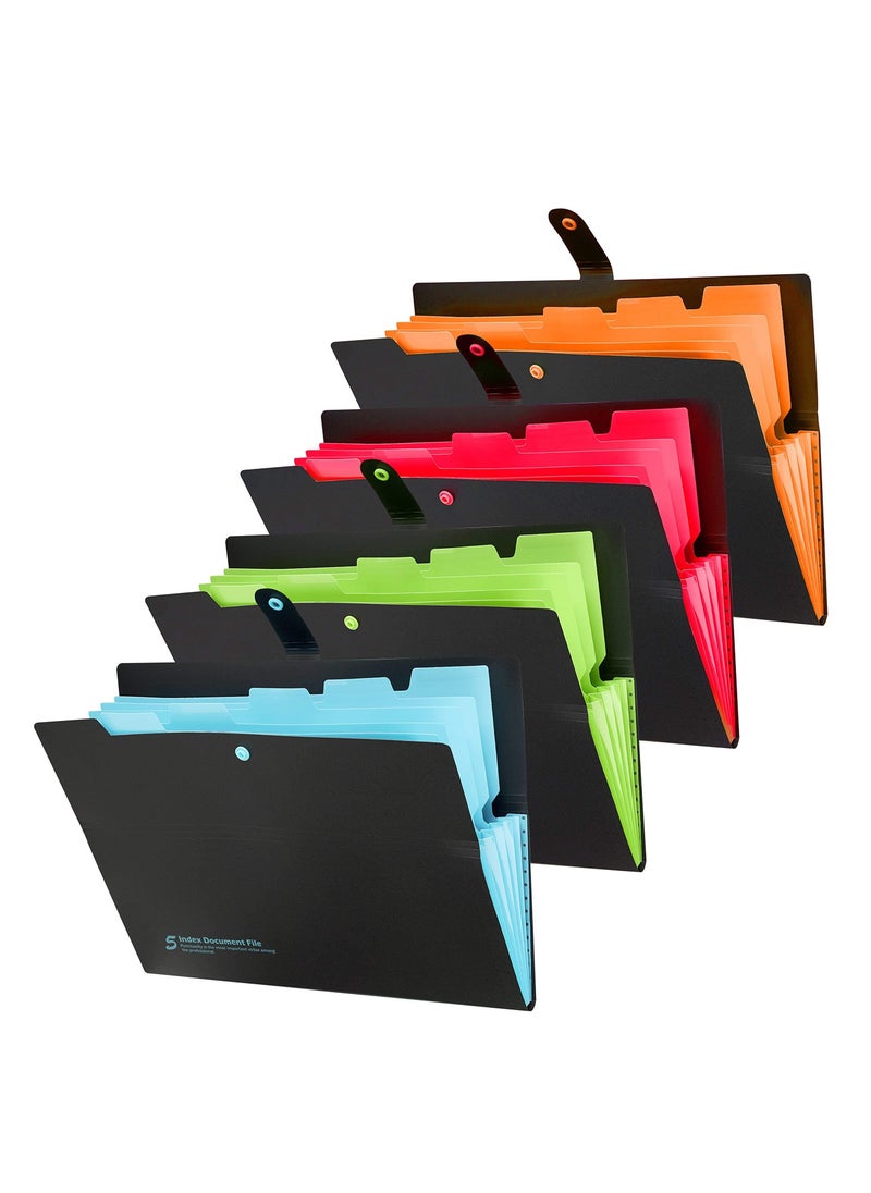 Y&D - 4 Pack Expanding File Folders 6 Pockets, Accordion Organizer Folder A4 Letter Size Document for School Office - Image 1