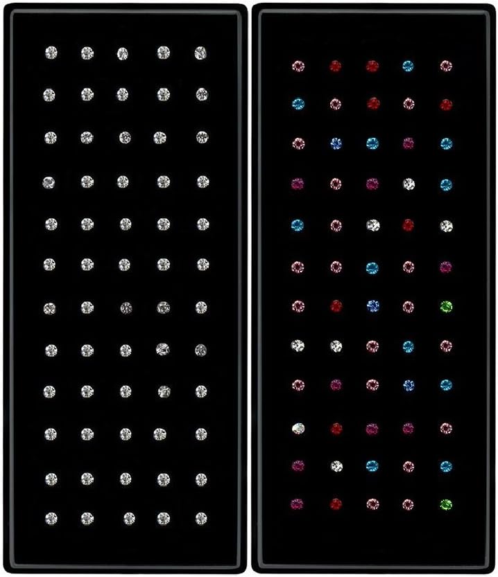 cnomg 2 Sets 120 pcs Stainless Steel Nose Ring Body Piercing Jewelry Nose Bone Stud Nose Hoop Crystal Hypoallergenic White+Multicolor - Image 1
