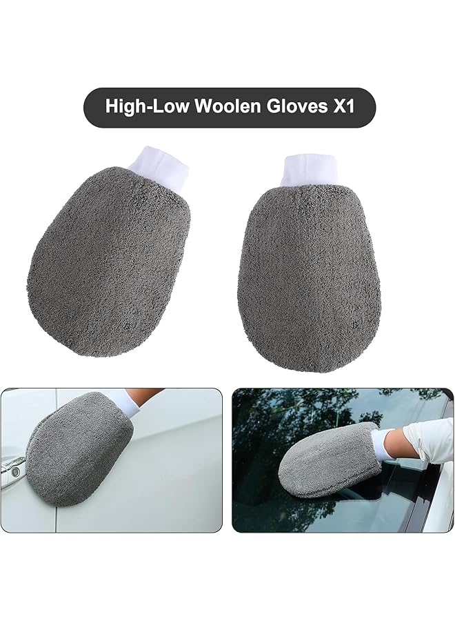 Tazweeq Car Detailing Kit - 12-Piece Microfiber Towels Set With Wash Gloves, Wheel Brushes And Waxing Sponge, Professional Auto Cleaning Tools For Car Interior And Exterior - Image 5