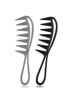 WLLHYF WLLHYF 2 Piece Wide Tooth Comb Curling Shark Combs Hair Styling Accessories Professional Salon Afro Coarse Comb AntiStatic Durable Hairdressing Tool for Men Women Styling 