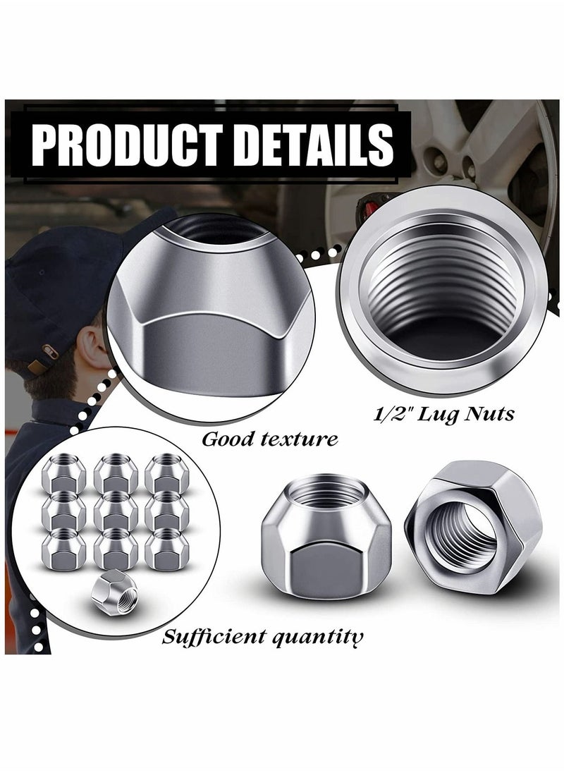 SYOSI 20 Inch Trailer Lug Nuts 10 Pieces 509 Tire Lugs Wheel Nuts Wheel Trailer Lugs Tire Acorn Nut Silver Lug Nuts Open End Finish Lug Nuts for Trailers Tire Wheel Tire Screw Iron Rim Tire Nut  - Image 3