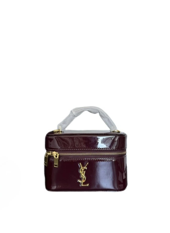 ایو سن لوران حقيبة فانيتي YSL ذات مقبض علوي من الجلد المبطن براءات الاختراع 