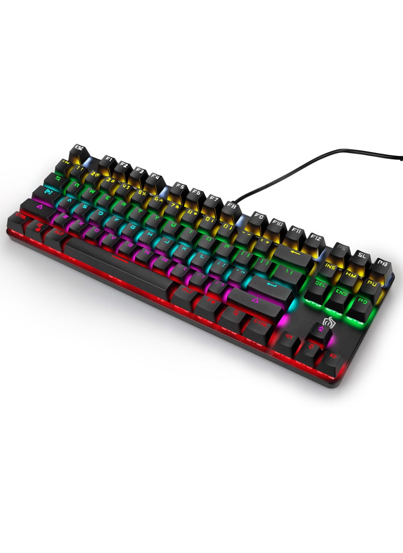 Mechanical Gaming Keyboard, RGB LED Rainbow Backlit Quick Response USB Wired 87 Keys Keyboard For Windows/MacOS/Android And PC Gamers - pzsku/ZC624CA58937BB2E308EFZ/45/_/1735886661/1c748a56-7470-4789-9228-44e8ed09cb69