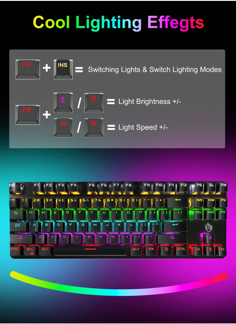 Mechanical Gaming Keyboard, RGB LED Rainbow Backlit Quick Response USB Wired 87 Keys Keyboard For Windows/MacOS/Android And PC Gamers - pzsku/ZC624CA58937BB2E308EFZ/45/_/1739779928/36dfde00-08c1-418d-be5a-13c22a0f3cb7