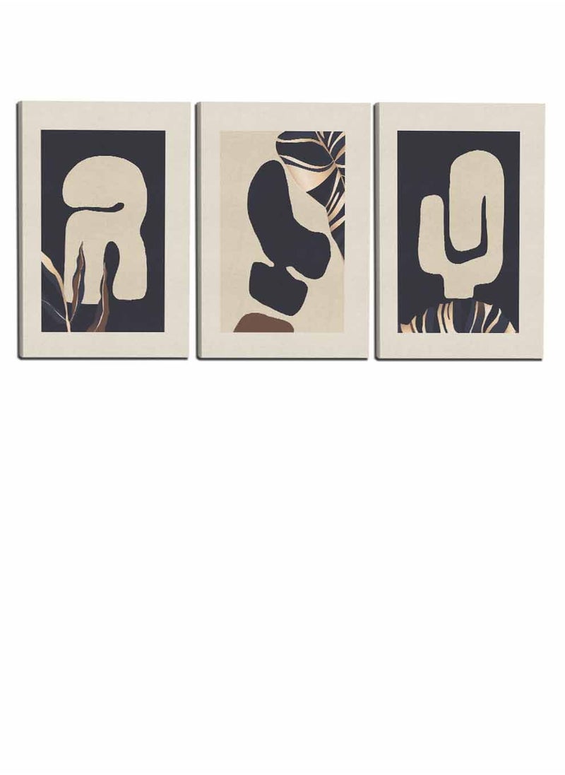 LOWHA Set Of 3 Framed Canvas Wall Arts Stretched Over Wooden Frame, Abstract Paintings, For Home, Living Room, Office Decor  - Image 4