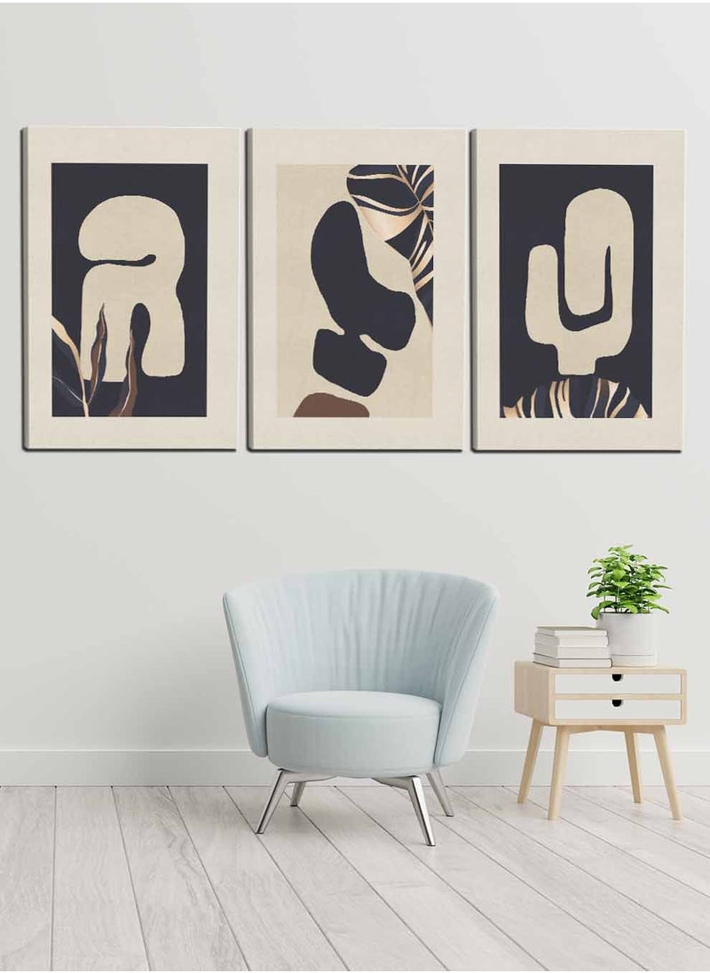 LOWHA Set Of 3 Framed Canvas Wall Arts Stretched Over Wooden Frame, Abstract Paintings, For Home, Living Room, Office Decor  - Image 1