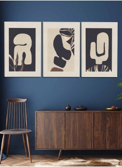 LOWHA Set Of 3 Framed Canvas Wall Arts Stretched Over Wooden Frame, Abstract Paintings, For Home, Living Room, Office Decor  - Image 3