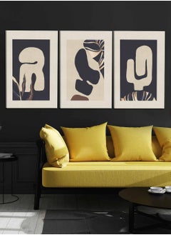 LOWHA Set Of 3 Framed Canvas Wall Arts Stretched Over Wooden Frame, Abstract Paintings, For Home, Living Room, Office Decor  - Image 2