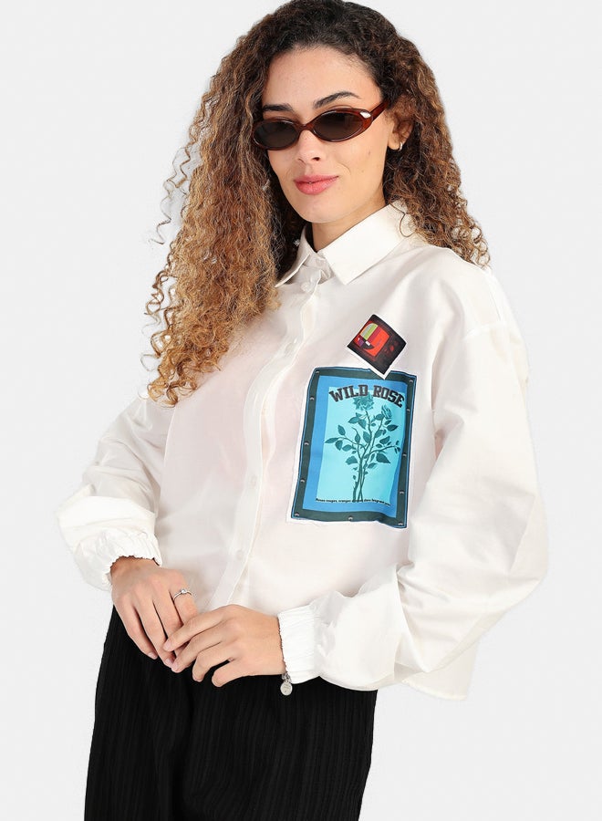Carina Printed Cotton Blend Shirt - Image 1