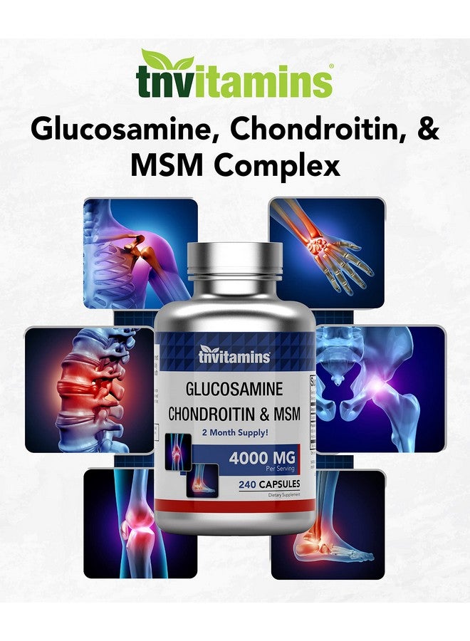 تي إن فيتامينس فيتامينات جلوكوزامين وكوندرويتين وميثيل سلفونيل ميثان (4000 مجم - 240 كبسولة) للرجال والنساء | مركب مكمل لدعم المفاصل* | قوة أكثر من ثلاثة أضعاف! | غير معدل وراثيًا | تم إنتاجه في الولايات المتحدة الأمريكية - Image 4
