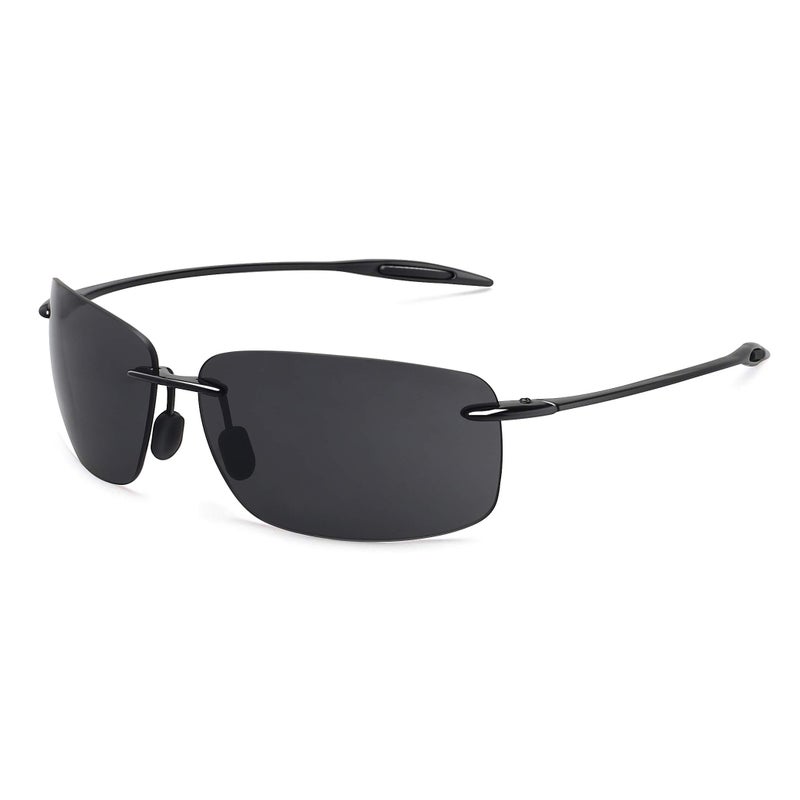 JULI Eyewear JULI Sports Polarized Sunglasses for Men Women Tr90 Rimless Frame for Running Fishing Golf Surf Driving(Black) - Image 1