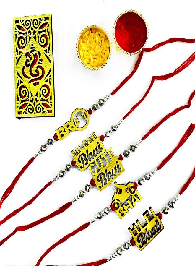 KHUSHA CREATIONS Rakhi for Brother/Wooden Designer Latest Rakhi for Rakhabandhan/Gift for Rakhi - Image 1